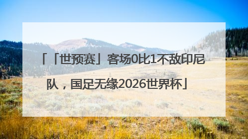 「世预赛」客场0比1不敌印尼队，国足无缘2026世界杯