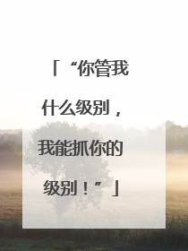 “你管我什么级别，我能抓你的级别！”