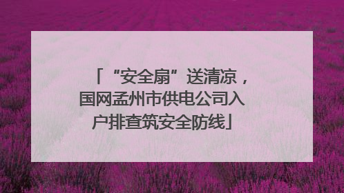 “安全扇”送清凉，国网孟州市供电公司入户排查筑安全防线