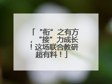 “衔”之有方，“接”力成长！这场联合教研超有料！