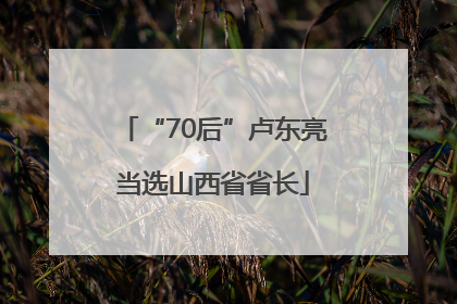 “70后”卢东亮当选山西省省长
