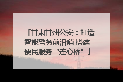 甘肃甘州公安：打造智能警务前沿哨 搭建便民服务“连心桥”