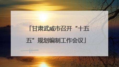 甘肃武威市召开“十五五”规划编制工作会议