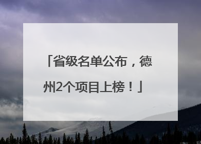 省级名单公布，德州2个项目上榜！