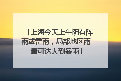 上海今天上午阴有阵雨或雷雨，局部地区雨量可达大到暴雨