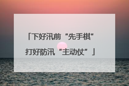 下好汛前“先手棋” 打好防汛“主动仗”