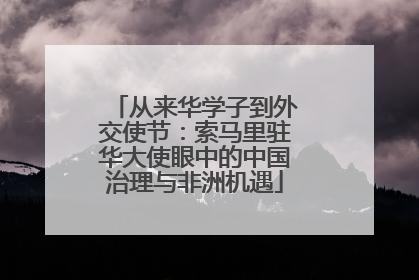从来华学子到外交使节：索马里驻华大使眼中的中国治理与非洲机遇
