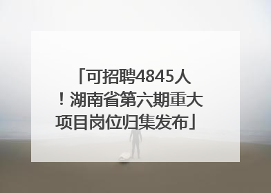 可招聘4845人！湖南省第六期重大项目岗位归集发布