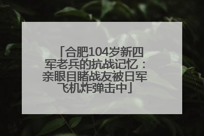 合肥104岁新四军老兵的抗战记忆：亲眼目睹战友被日军飞机炸弹击中
