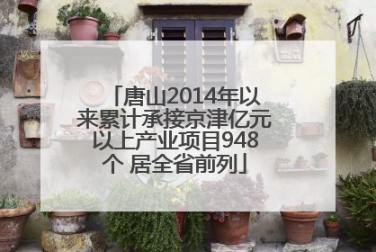 唐山2014年以来累计承接京津亿元以上产业项目948个 居全省前列