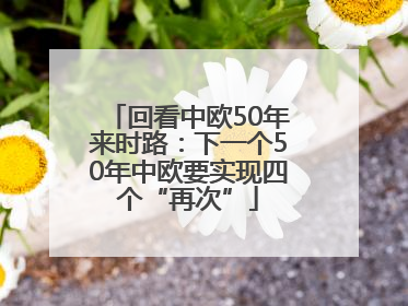 回看中欧50年来时路：下一个50年中欧要实现四个“再次”