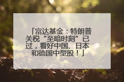 富达基金：特朗普关税“至暗时刻”已过，看好中国、日本和德国中型股！