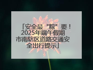 安全最“粽”要！2025年端午假期市南辖区道路交通安全出行提示