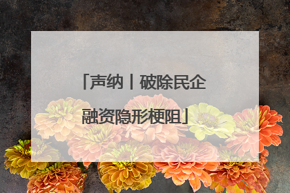 声纳丨破除民企融资隐形梗阻