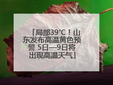 局部39℃！山东发布高温黄色预警 5日—9日将出现高温天气