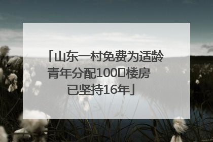 山东一村免费为适龄青年分配100㎡楼房 已坚持16年