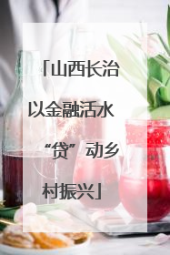 山西长治以金融活水“贷”动乡村振兴