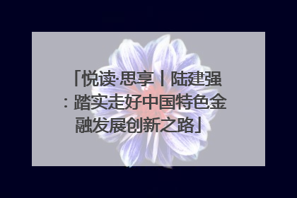 悦读·思享丨陆建强：踏实走好中国特色金融发展创新之路