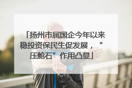扬州市属国企今年以来稳投资保民生促发展，“压舱石”作用凸显