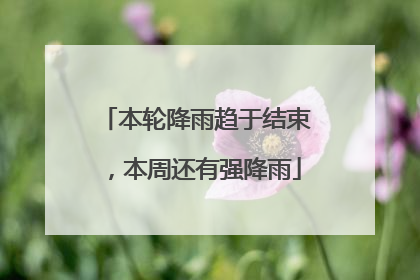 本轮降雨趋于结束，本周还有强降雨