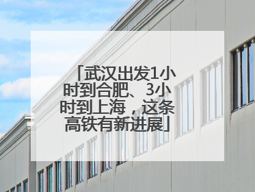 武汉出发1小时到合肥、3小时到上海，这条高铁有新进展
