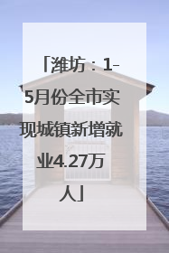 潍坊：1-5月份全市实现城镇新增就业4.27万人