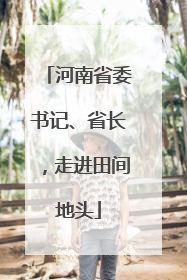 河南省委书记、省长，走进田间地头