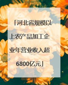 河北省规模以上农产品加工企业年营业收入超6800亿元