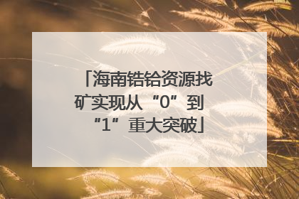 海南锆铪资源找矿实现从“0”到“1”重大突破