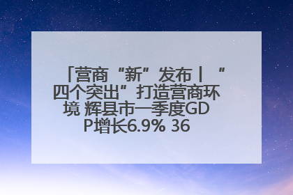 营商“新”发布丨“四个突出”打造营商环境 辉县市一季度GDP增长6.9% 36个重点项目落地