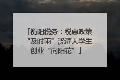衡阳税务：税惠政策“及时雨”浇灌大学生创业“向阳花”