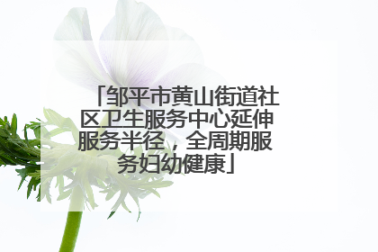 邹平市黄山街道社区卫生服务中心延伸服务半径，全周期服务妇幼健康