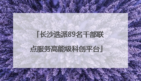 长沙选派89名干部联点服务高能级科创平台