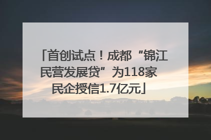 首创试点！成都“锦江民营发展贷”为118家民企授信1.7亿元