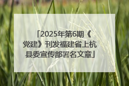 2025年第6期《党建》刊发福建省上杭县委宣传部署名文章