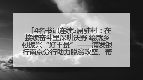 4名书记连续5届驻村：在接续奋斗里深耕沃野 绘就乡村振兴“好丰景”——浦发银行南京分行助力脱贫攻坚、帮促乡村振兴记事（二）