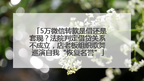 5万微信转款是借还是套现？法院判定借贷关系不成立，店老板组织歌舞巡演自我“恢复名誉”